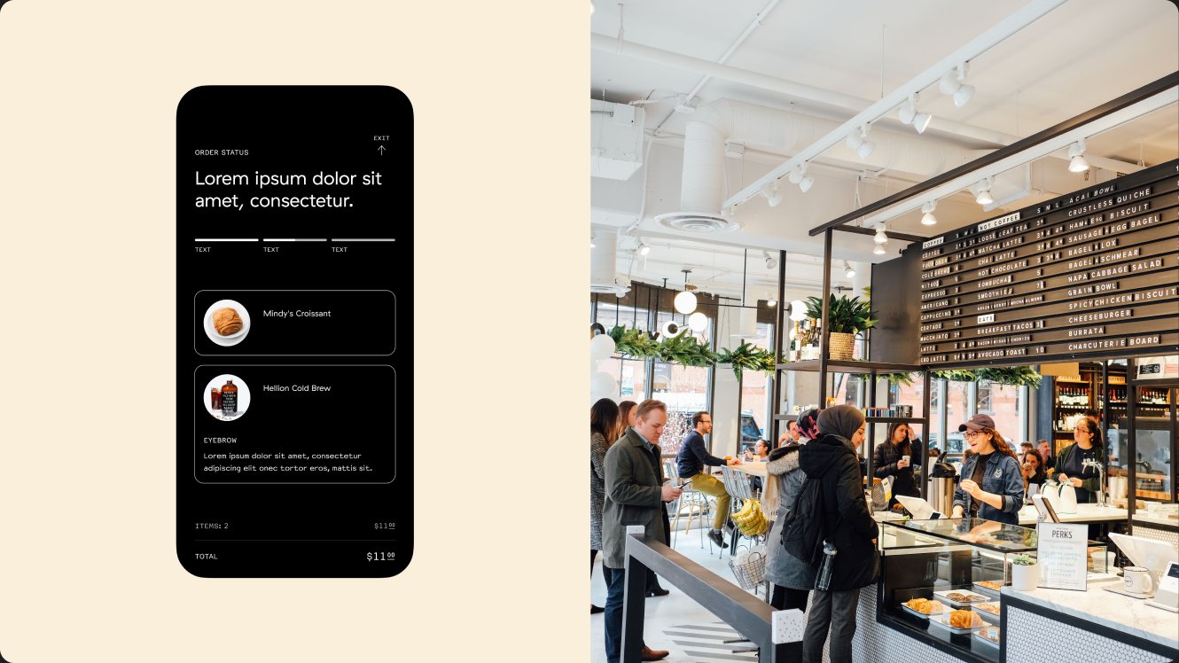 The Foxtrot app beside a photo of a Foxtrot store.