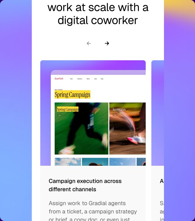 “Work at scale with a digital coworker” on mobile.