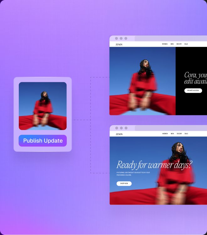 Gradial campaign pages on a purple gradient.