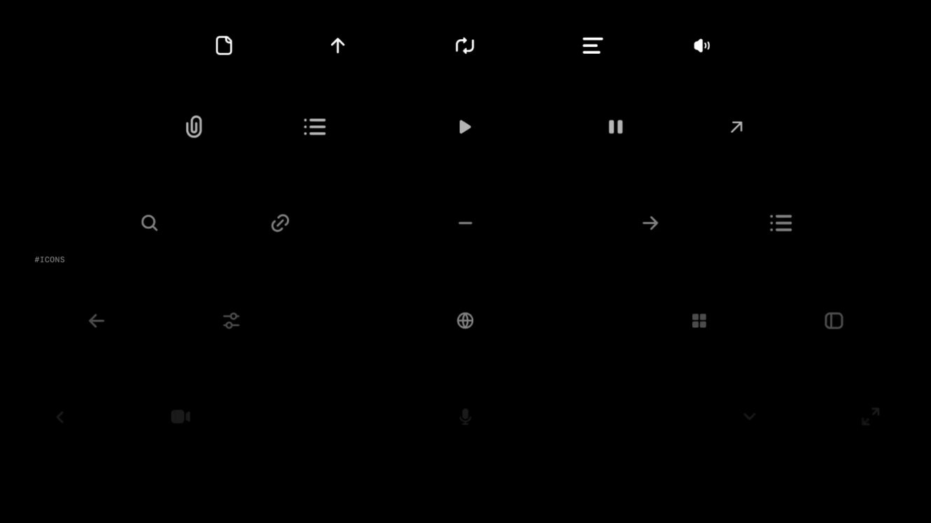 OpenAI interface icon set on black.