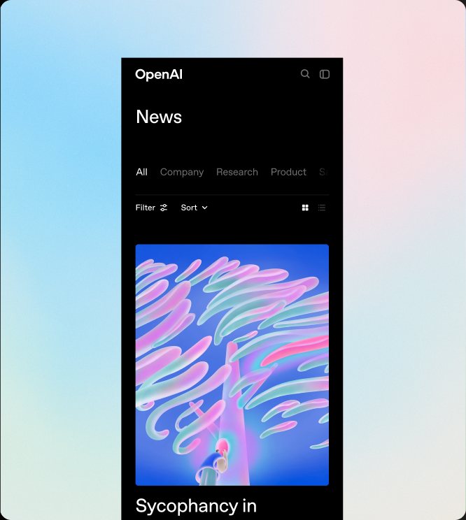 OpenAI News index on mobile.