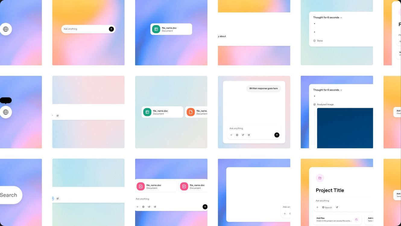A grid of OpenAI.com page modules and cards.