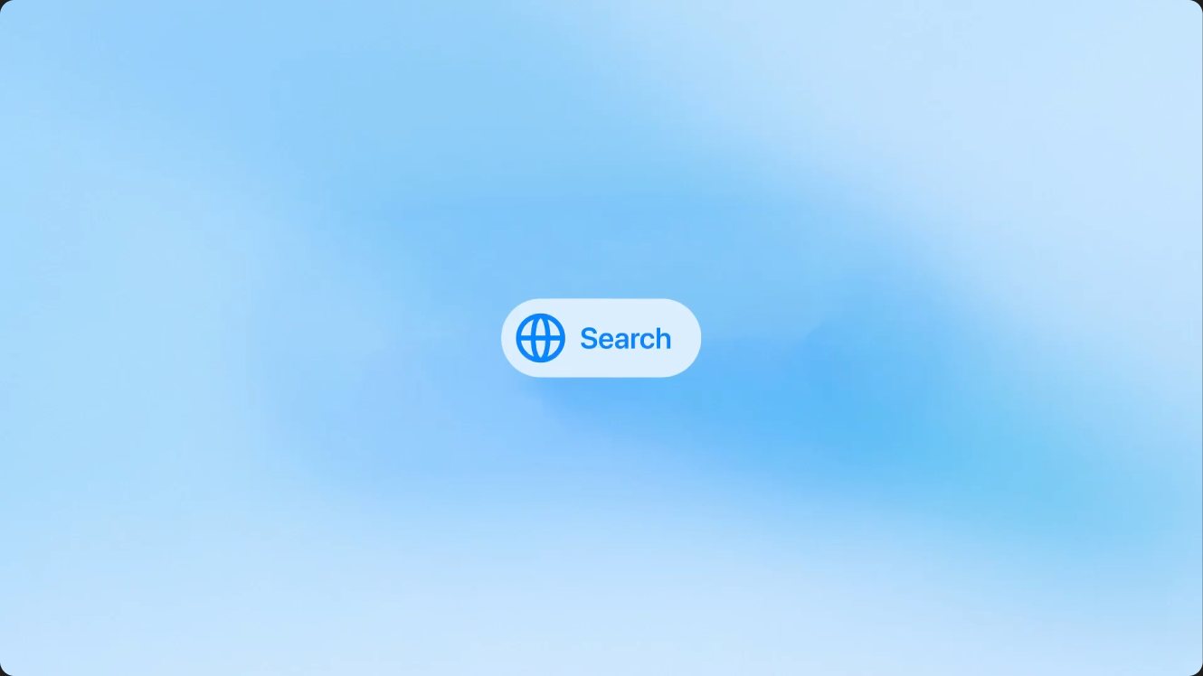 The AI search pill on a soft blue gradient.